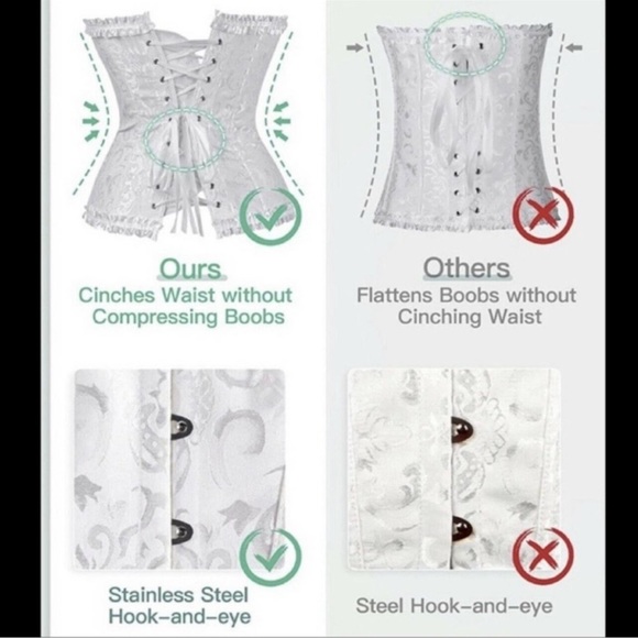 Lace Corset | Boned Zip-Up + Lace-Up | Plus Size Ivory - Picture 3 of 9